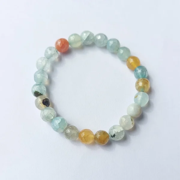 Ocean Mist Agate Bracelet, Handmade women's fashion bracelet with unique design