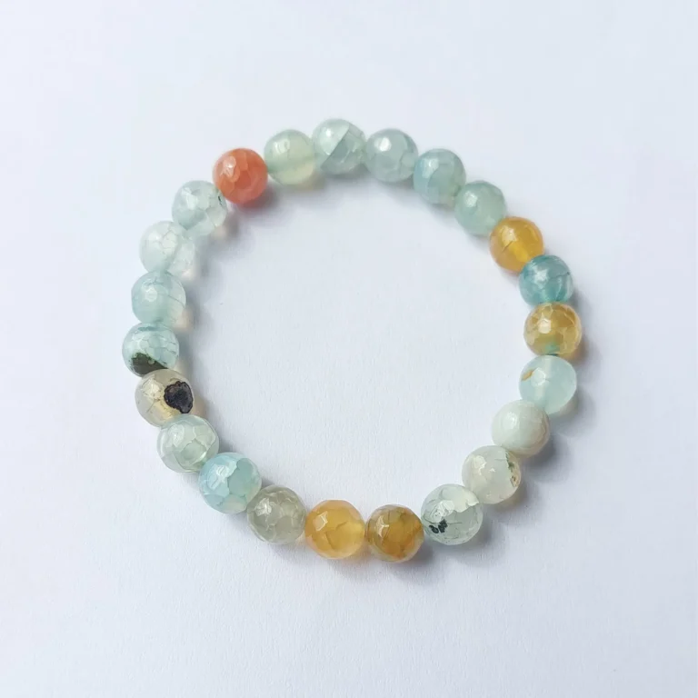 Ocean Mist Agate Bracelet, Handmade women's fashion bracelet with unique design