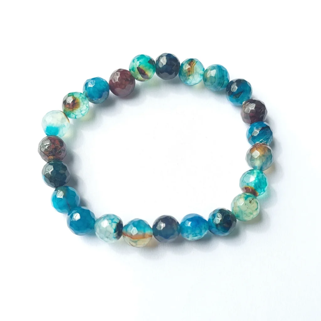 Ocean Dusk Agate Bracelet, Handmade women's fashion bracelet with unique design