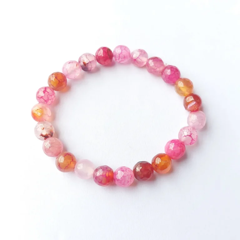 Rose Mosaic Agate Bracelet, Handmade women's fashion bracelet with unique design
