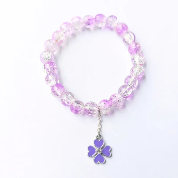 Mint green crackle bead bracelet with quirky glasses charm