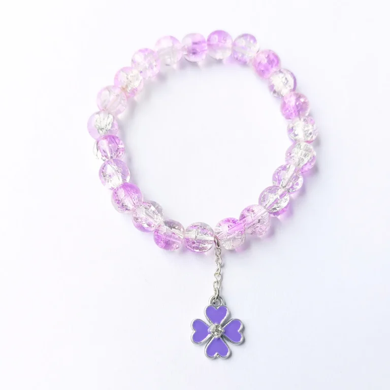 Mint green crackle bead bracelet with quirky glasses charm