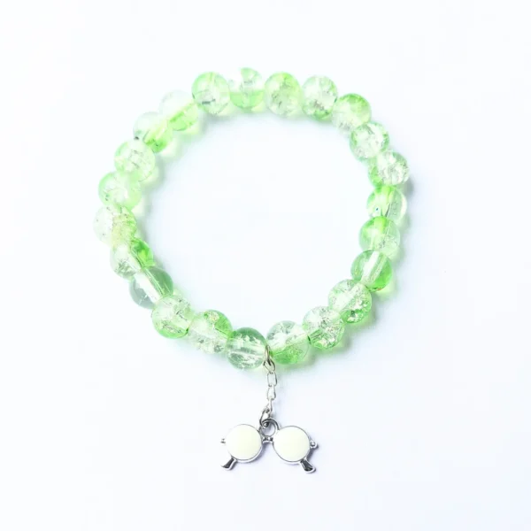 Lilac and clear crackle bead bracelet with flower charm