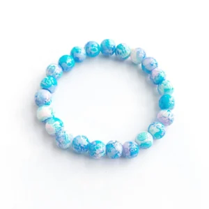 Frozen Hues Printed Glass Bead Bracelet, Handmade women's fashion bracelet with unique design