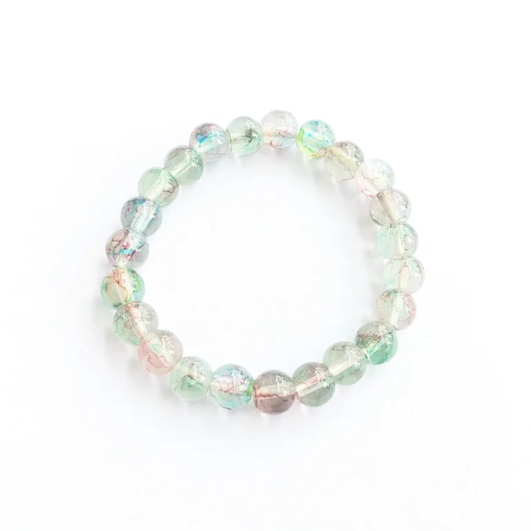 Ethereal Mist Printed Glass Bead Bracelet, Handmade women's fashion bracelet with unique design