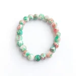 Blossom Fields Printed Glass Bead Bracelet, Handmade women's fashion bracelet with unique design