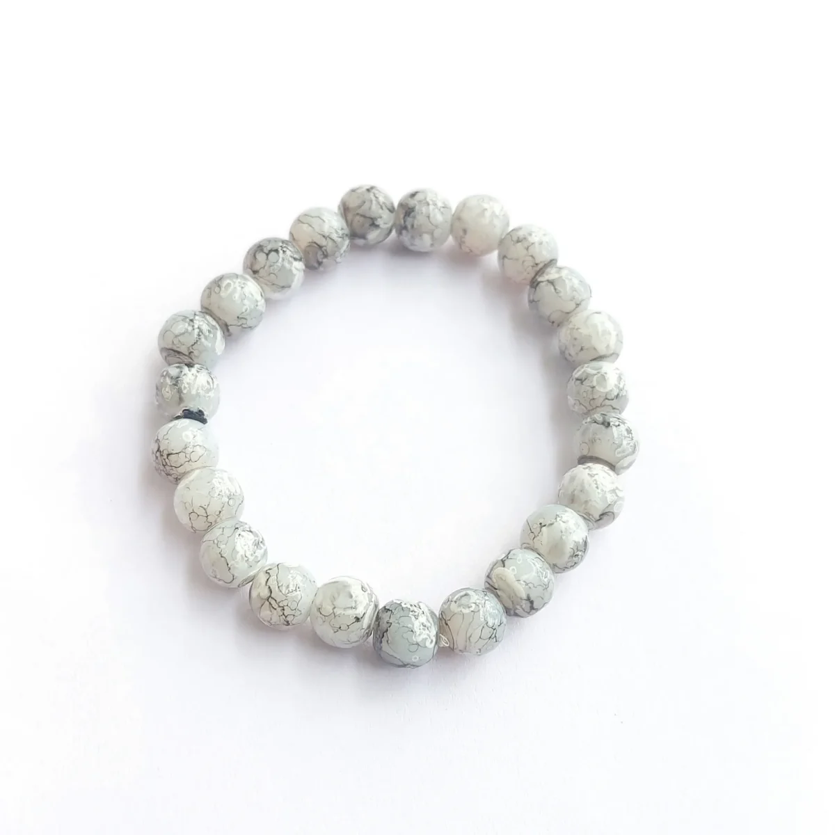 Marble Whisper Printed Glass Bead Bracelet, Handmade women's fashion bracelet with unique design