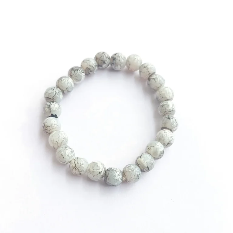Marble Whisper Printed Glass Bead Bracelet, Handmade women's fashion bracelet with unique design