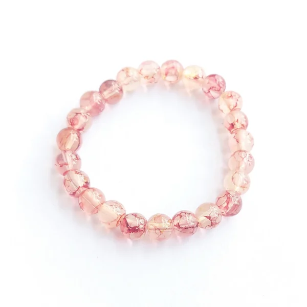 Rose Quartz Printed Glass Bead Bracelet
